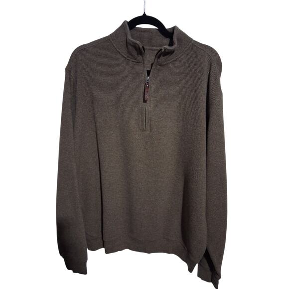 Woolrich Mens size Large Ribbed Quarter Zip Pullover Preppy Casual Sweater - Picture 2 of 9